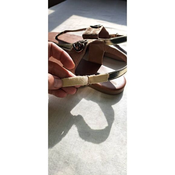 Michael Kors Size 5 Sandals Tan & Gold Bentley 2 - Picture 4 of 6